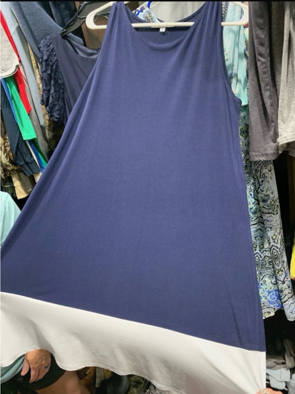 Annalee + Hope Navy and White Sleeveless Maxi Colorblock Dress